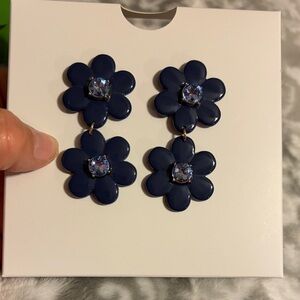 Kate Spade earrings from target navy blue flowers large new with tags